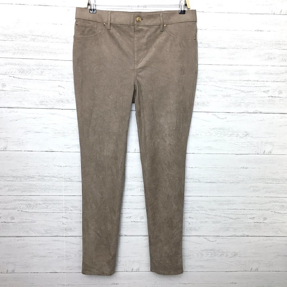 Chico's Women's Tan Faux Suede Jeans Straight Leg size 8 / 10 length 30"